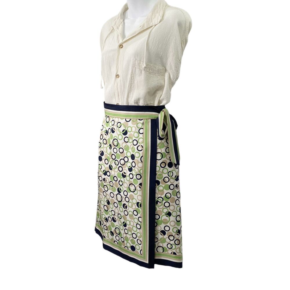 Talbots Skirt Women Size 8 Silk Lined Blue/Green/Beige Y2K Wrap Abstract Pattern - Picture 2 of 12